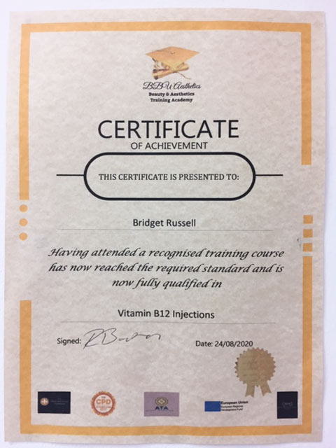 Vitamin B12 Injection Qualification Certificate